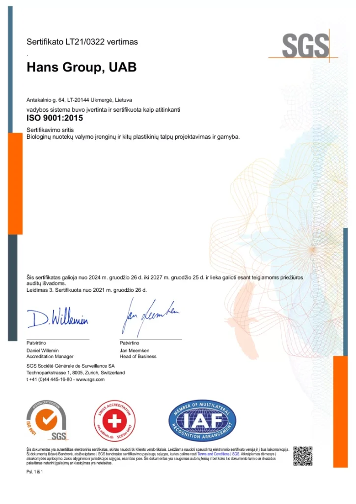 ISO 9001 2015 SERTIFIKATAS